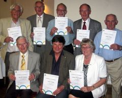 Rotarians with certificates after defibrillator training